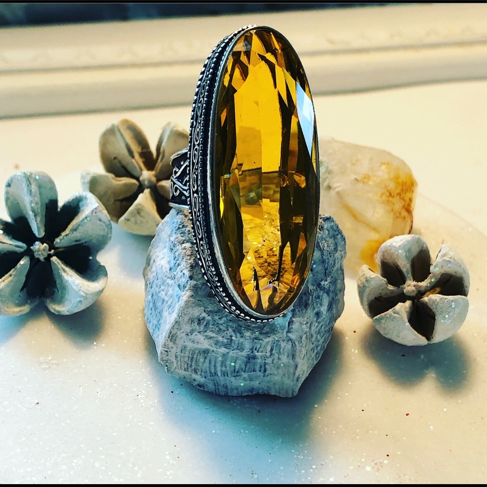 Citrine Ethnic 925 Silver Ring